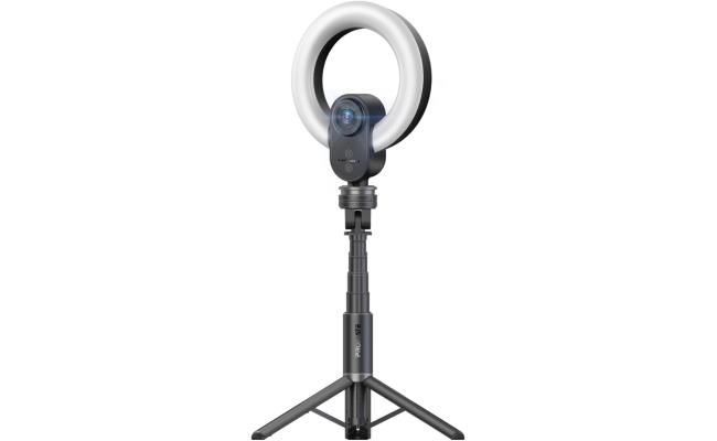 Promate VistaCam High-Precision 2K Ultra HD Webcam with Adjustable Ring Light, 90° Wide Angle Autofocus, Dual Omni-Directional Mics, and Universal Compatibility for Windows, macOS, and Linux, Black